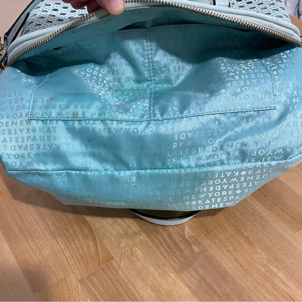 Kate Spade New Burry Lane Caning Rachelle Blue Leather Satchel Crossbody - Picture 8 of 11